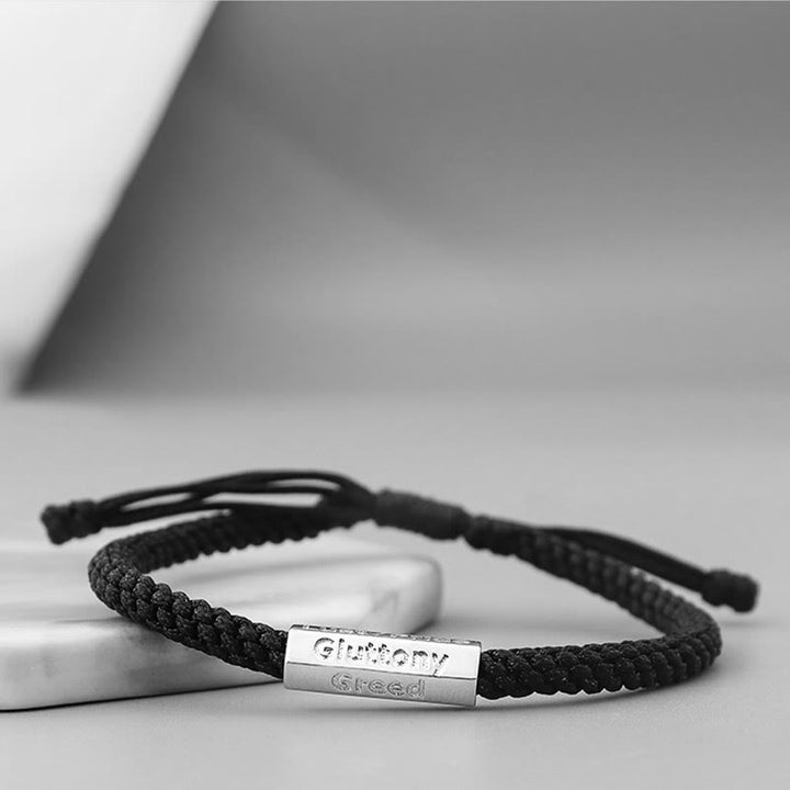 Buddha Stones Seven Deadly Sins Seven Virtues Braided String Bracelet - image 2