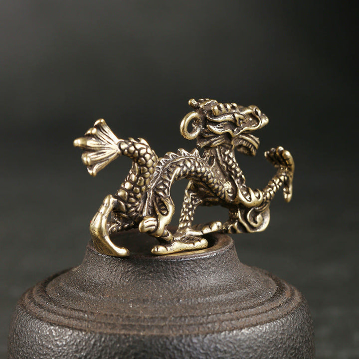 Buddha Stones Year Of The Dragon Mini Brass Dragon Luck Protection Home Decoration - image 5