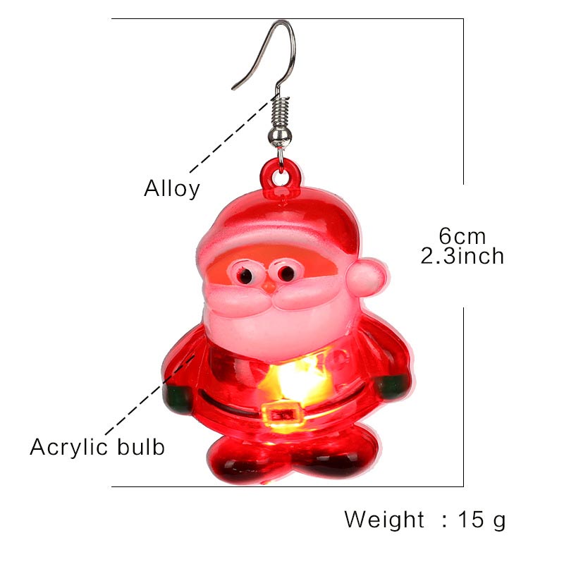 Led Christmas Santa Claus Tree Elk Luminous Earrings - image 1