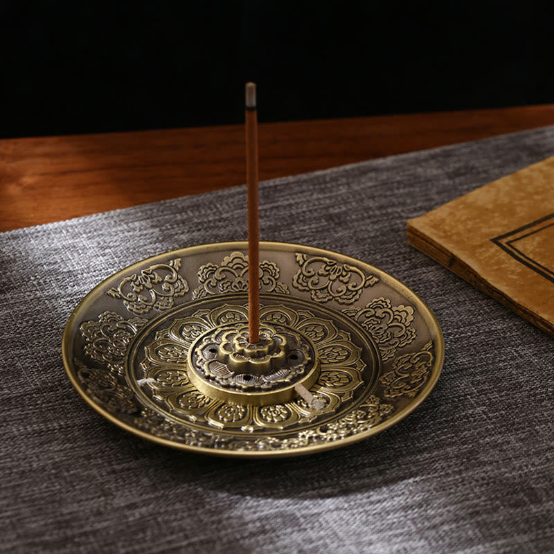 Buddha Stones Lotus Dragon Phoenix Eight Auspicious Symbols Zinc Alloy Incense Stick Holder Healing Incense Burner Decoration - image 1