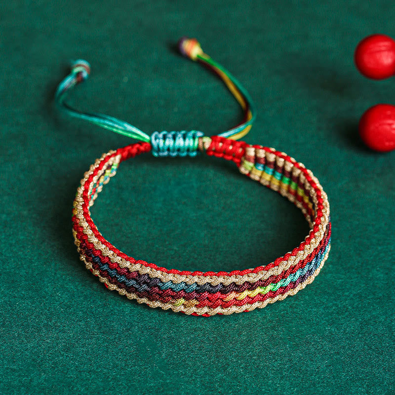 Buddha Stones Tibet Handmade Rainbow Multicolored Protection Braided String Bracelet - image 3