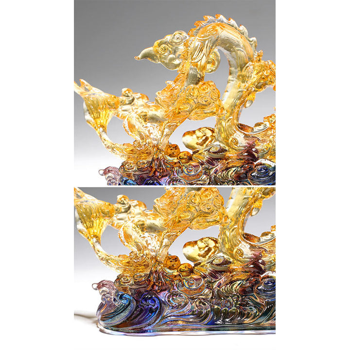 Buddha Stones Handmade Dragon Liuli Crystal Art Piece Protection Strength Home Office Decoration - image 6