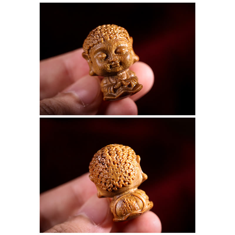 Chinese Zodiac Natal Buddha Green Sandalwood Lotus Engraved Positive Home Decoration - image 15
