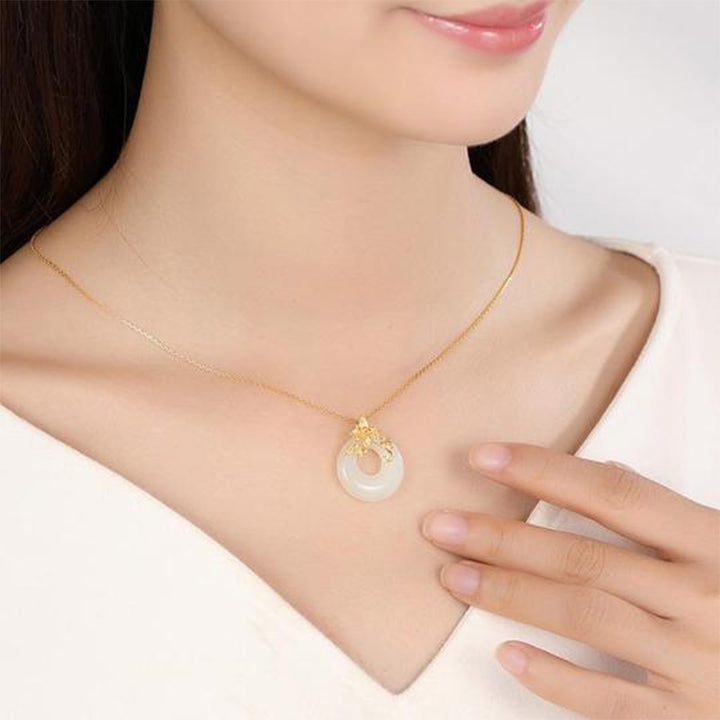 Buddha Stones Tibetan White Jade Calm Necklace - image 3