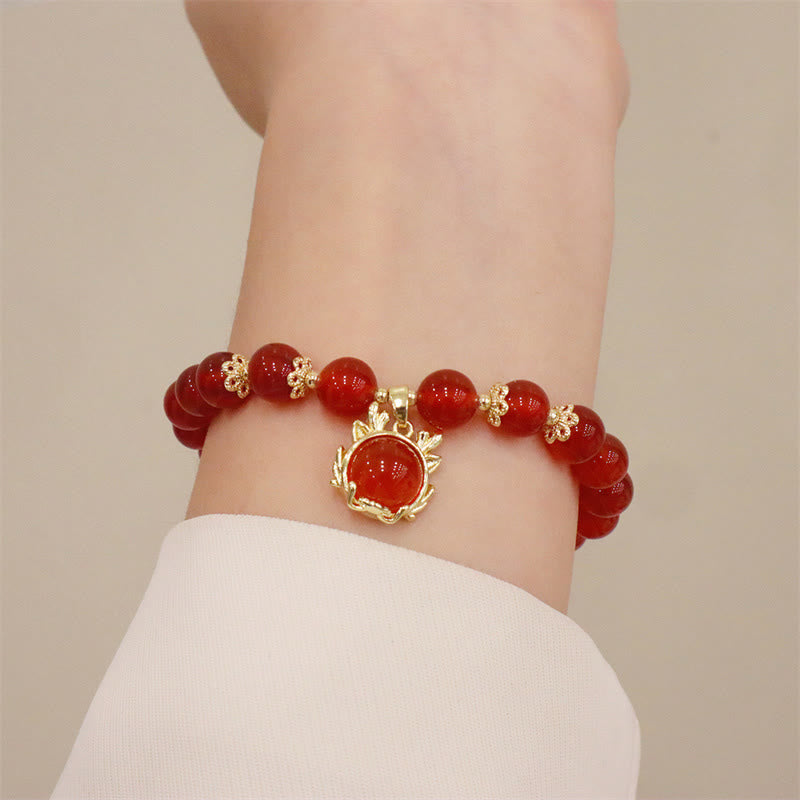 Buddha Stones Year of the Dragon Red Agate Jade Peace Buckle Fu Character Success Bracelet - image 18