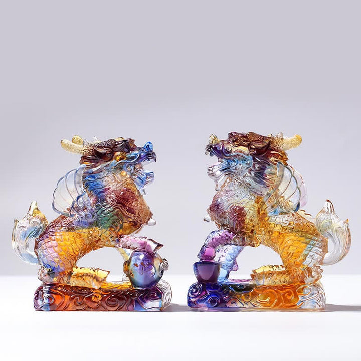 Feng Shui Kirin Handmade Liuli Crystal Art Piece Fortune Home Office Decoration - image 6