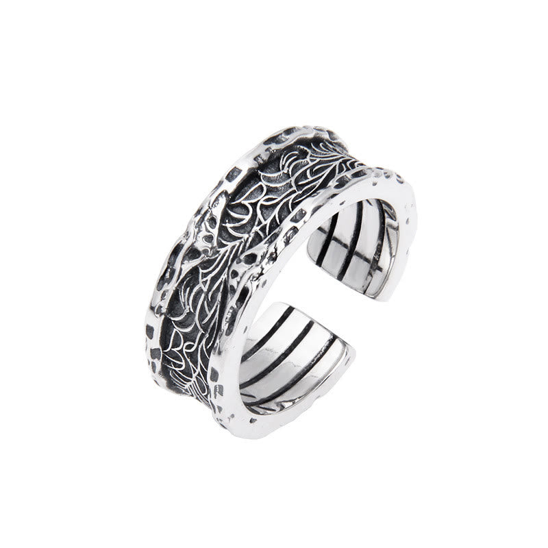 Buddha Stones 925 Sterling Silver Retro Tang Dynasty Flower Design Luck Adjustable Ring - Tang Dynasty Flower Design(Luck♥Vibrant) - image 0