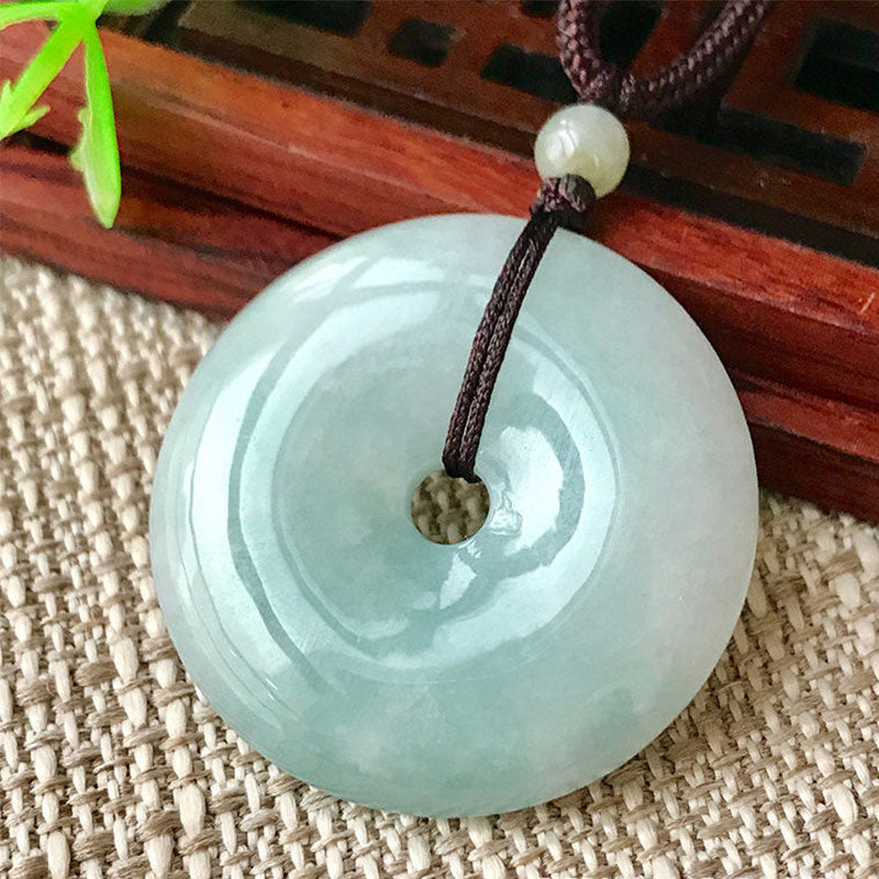 Buddha Stones Round Jade String Luck Necklace Pendant - image 1