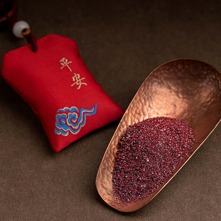 Buddha Stones Tibetan Small Leaf Red Sandalwood Lotus Cinnabar Sachet Protection Tassel Car Hanging Decoration - image 2