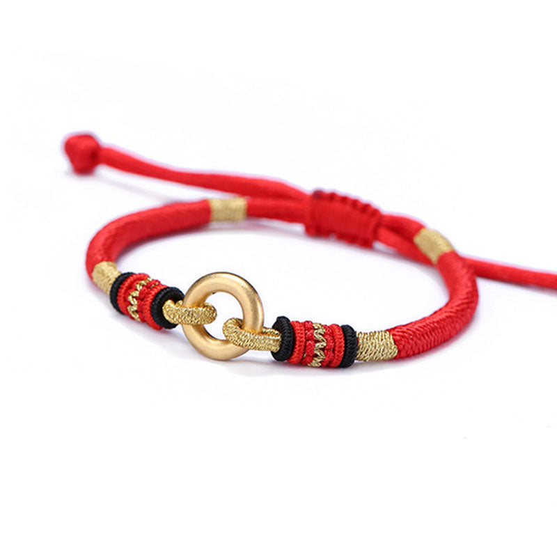 Buddha Stones FengShui Lucky Red String Couple Bracelet - Red (Bracelet Size 14+10cm) - image 1