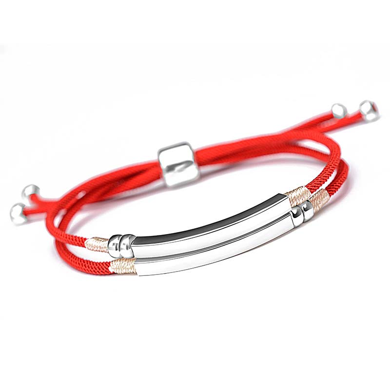 Buddha Stones 925 Sterling Silver Red String Layered Braid Bracelet - image 0