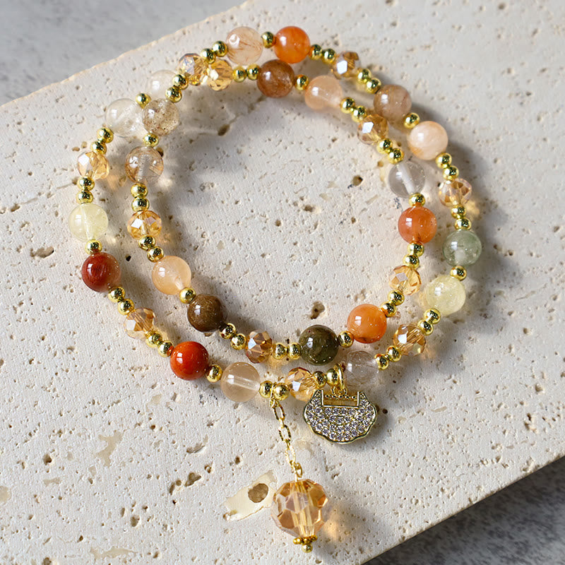 Buddha Stones Colorful Rutilated Quartz Double Wrap Spiritual Growth Bead Bracelet - image 6