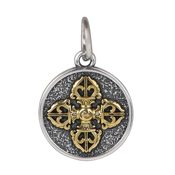 Buddha Stones 925 Sterling Silver Double Dorje Vajra Blessing Necklace Pendant - image 9