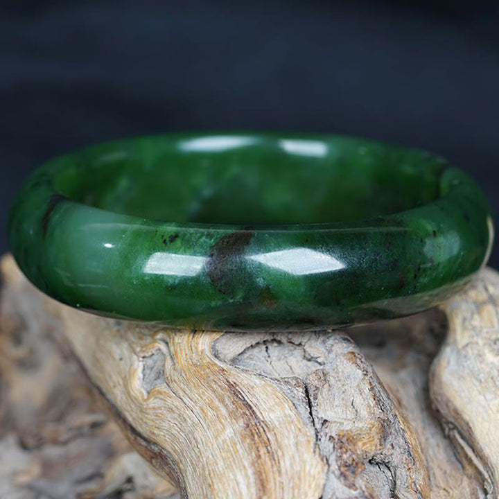 Buddha Stones Natural Hetian Cyan Jade Happiness Success Bracelet Bangle - image 2