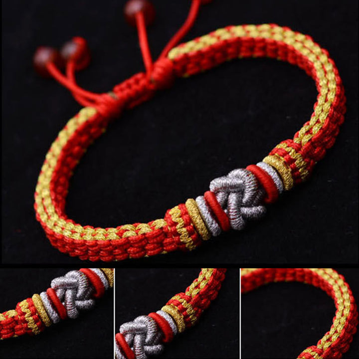 Buddha Stones Colorful Rope True Love Knot Luck Handmade Bracelet - image 11