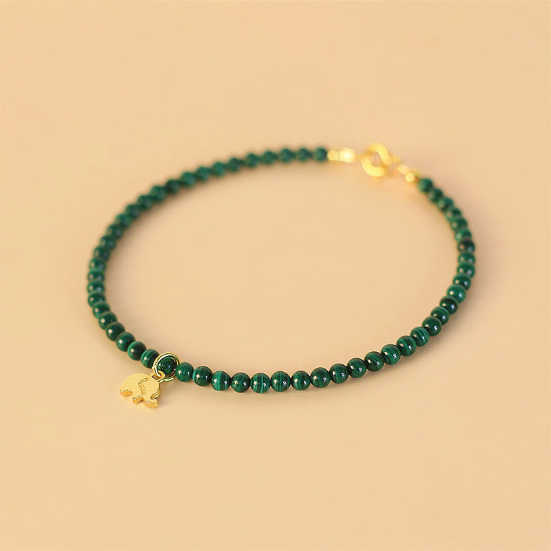 Buddha Stones Natural Malachite Elephant Anti-Anxiety Charm Bracelet - image 7