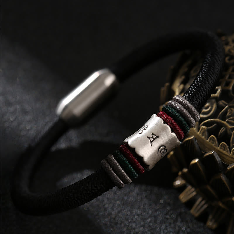 Buddha Stones 999 Sterling Silver Om Mani Padme Hum Peace Magnetic Buckle Bracelet - image 2