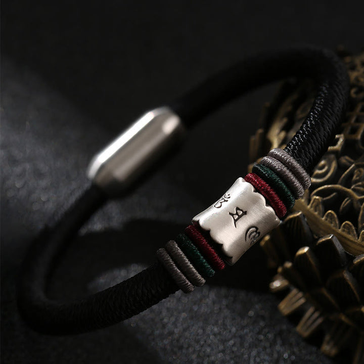 Buddha Stones 999 Sterling Silver Om Mani Padme Hum Peace Magnetic Buckle Bracelet - image 2