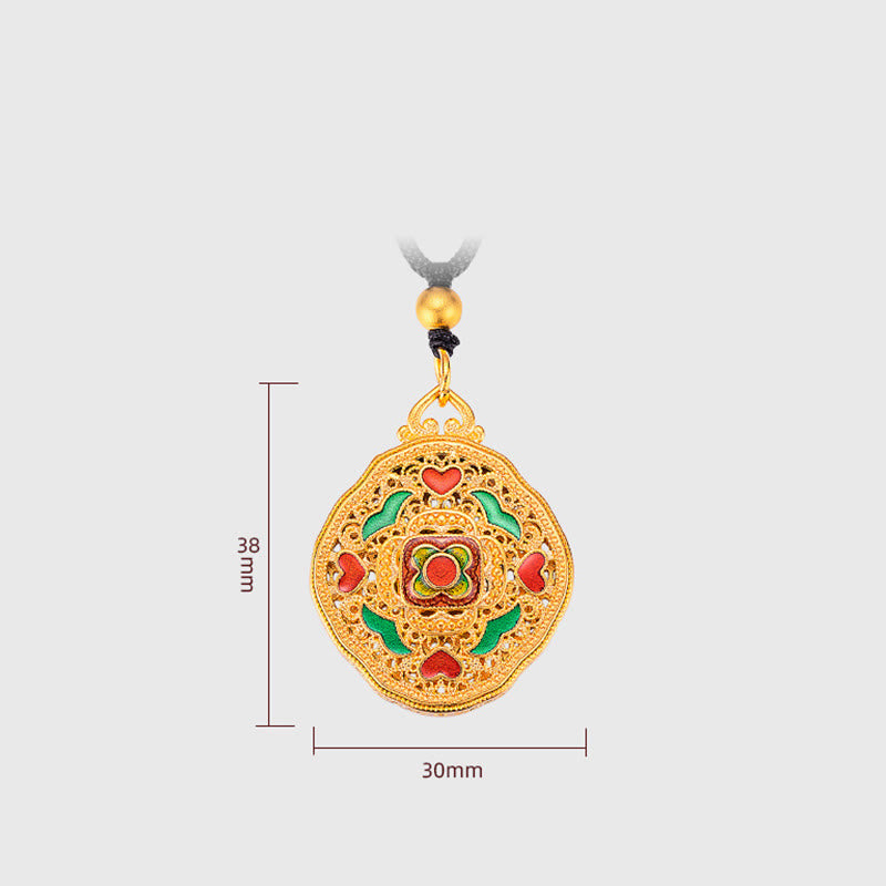 Buddha Stones Flower Love Heart Copper Wealth Necklace Pendant - image 7