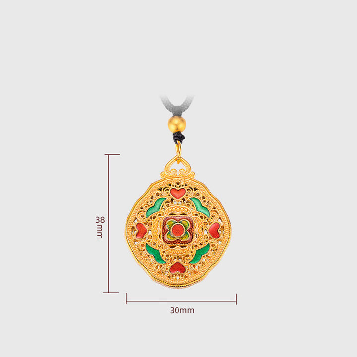 Buddha Stones Flower Love Heart Copper Wealth Necklace Pendant - image 7