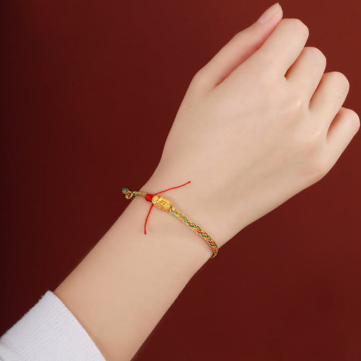 Buddha Stones Year of the Dragon Handmade Colorful Dragon Carved Success Braided Bracelet - image 10