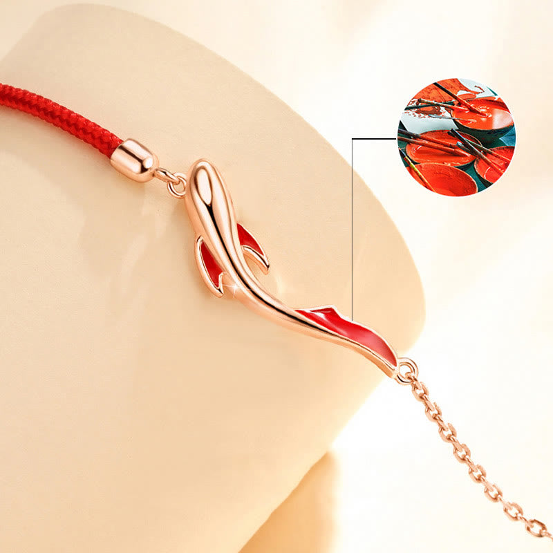 Buddha Stones 925 Sterling Silver Luck Koi Fish Lotus Star Braided Red String Bracelet - image 3