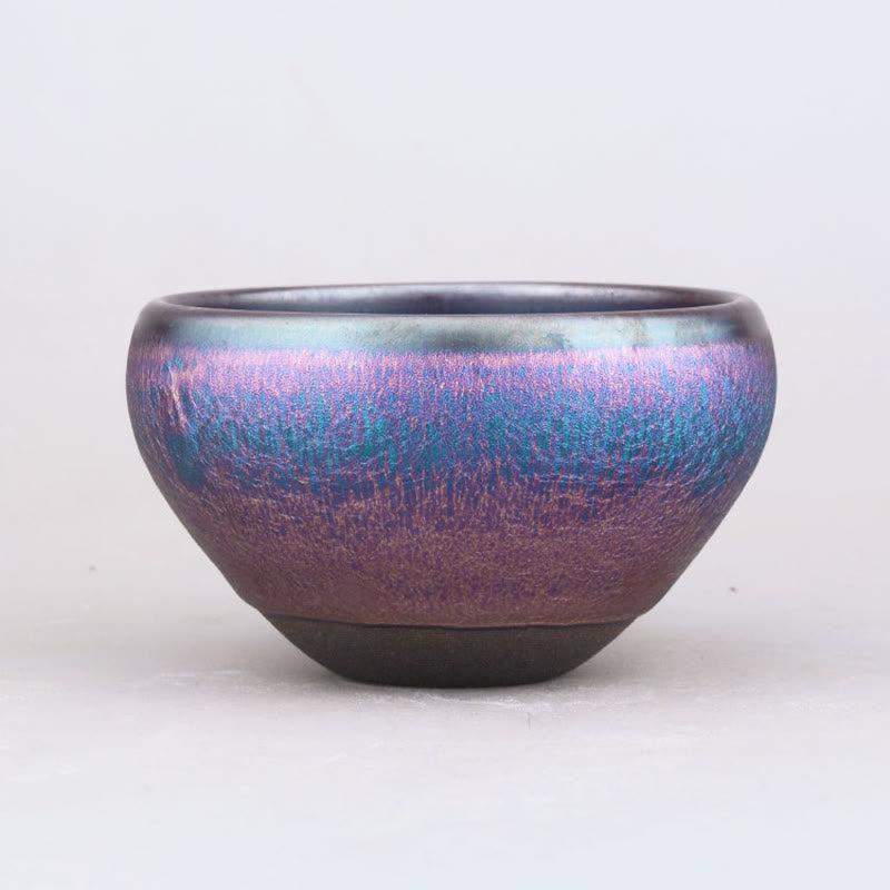 Buddha Stones Handmade Aurora Rainbow Design Chinese Jianzhan Ceramic Teacup Tenmoku Kung Fu Tea Cup - image 2