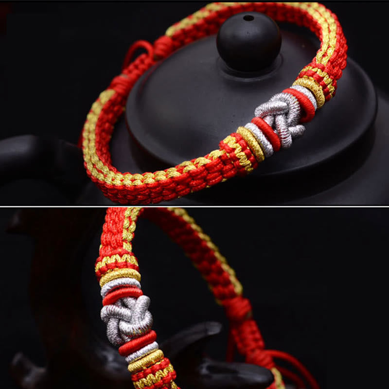 Buddha Stones Colorful Rope True Love Knot Luck Handmade Bracelet - image 10