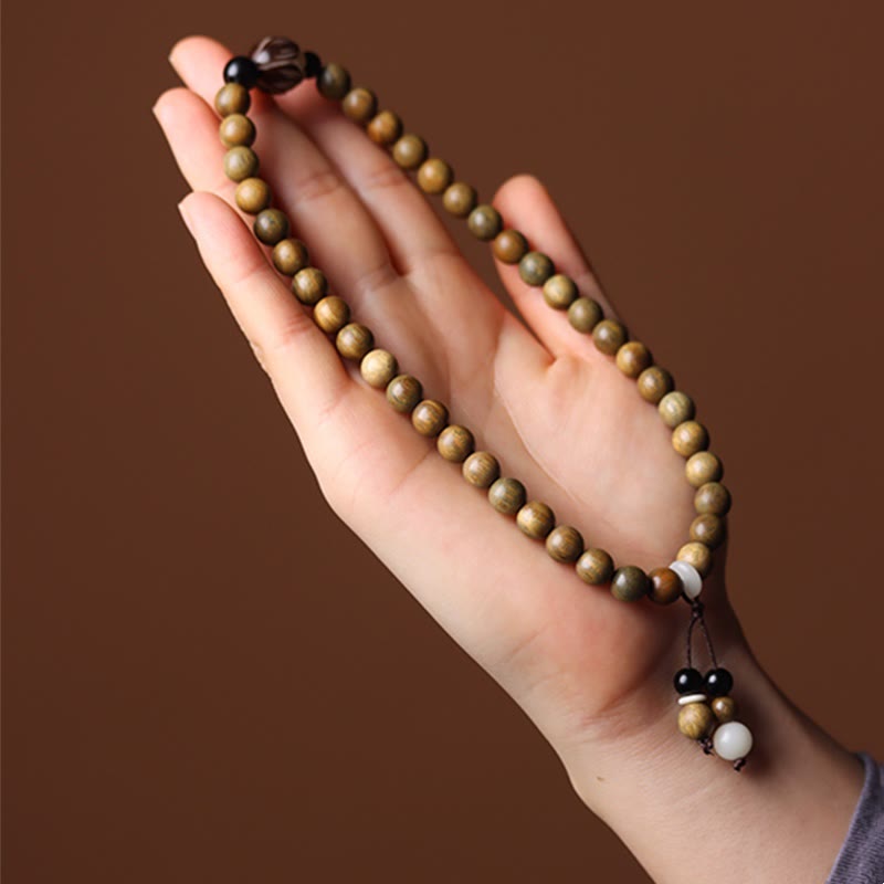 Buddha Stones Green Sandalwood Bodhi Seed Lotus Soothing Double Wrap Bracelet - image 5
