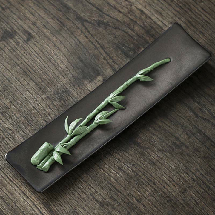 Buddha Stones Lotus Peony Rose Flower Ceramic Spiritual Incense Burner - Green Bamboo - image 17
