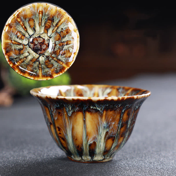 Buddha Stones Colorful Ceramic Teacup Home Office Tea Cups - Tan - image 89