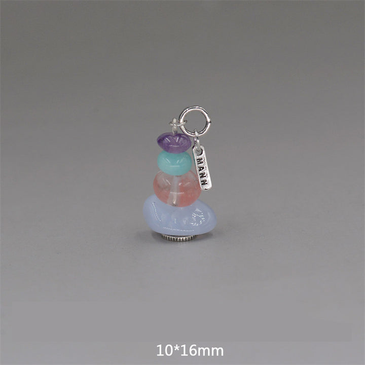 Buddha Stones Zen Cairn Labradorite Various Crystals Calm Pendant Necklace - Amethyst&Amazonite&Blue Chalcedony Pendant 10*16mm - image 26