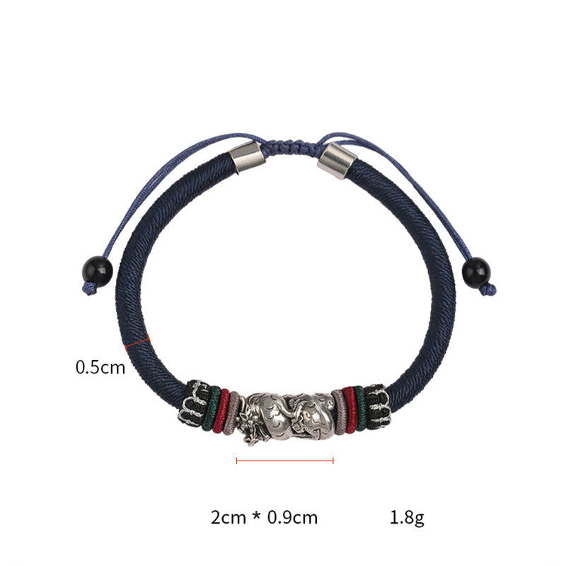 Buddha Stones Handmade 925 Sterling Silver Year Of The Dragon Auspicious Dragon Luck Rope Bracelet - image 8