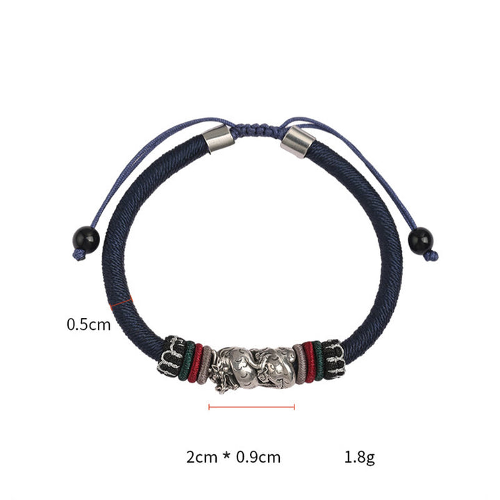Buddha Stones Handmade 925 Sterling Silver Year Of The Dragon Auspicious Dragon Luck Rope Bracelet - image 8