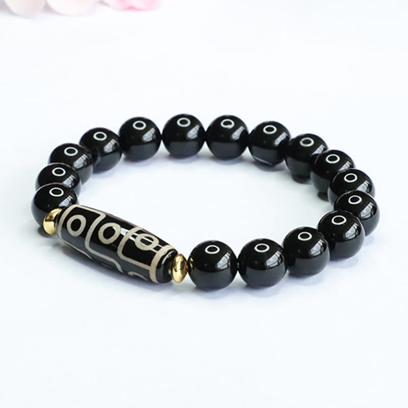 Buddha Stones Tibetan Nine-Eye Dzi Bead Black Onyx Power Bracelet - image 4