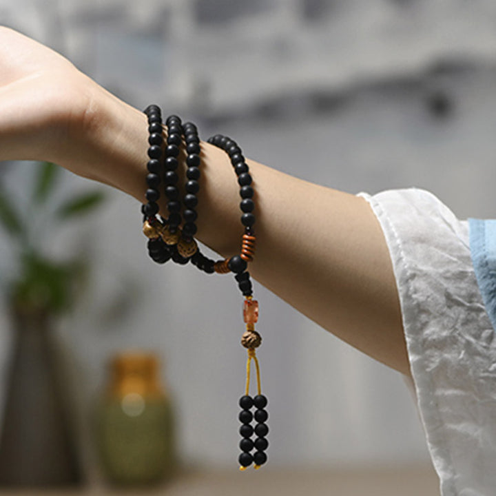Buddha Stones Tibetan Mala Cypress Bodhi Seed Red Agate Healing Bracelet - image 6