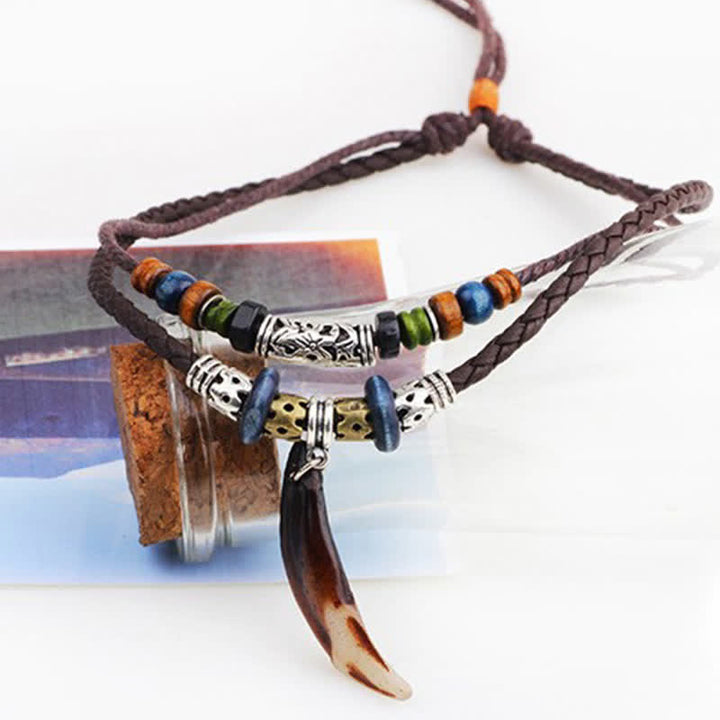 Ethnic Wolf Tooth Pattern Beads Wealth Necklace Pendant - image 6