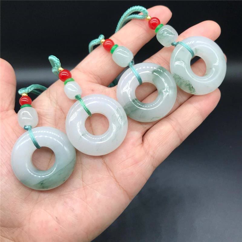 Buddha Stones Natural Jade Peace Buckle Prosperity Necklace Pendant - image 9