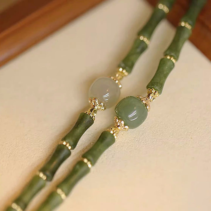 Buddha Stones 14K Copper Plated Peridot Hetian Jade Bamboo Pattern Luck Bracelet - image 10