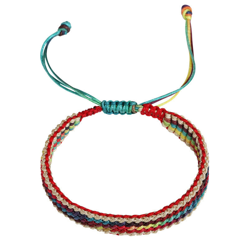 Buddha Stones Tibet Handmade Rainbow Multicolored Protection Braided String Bracelet - image 13