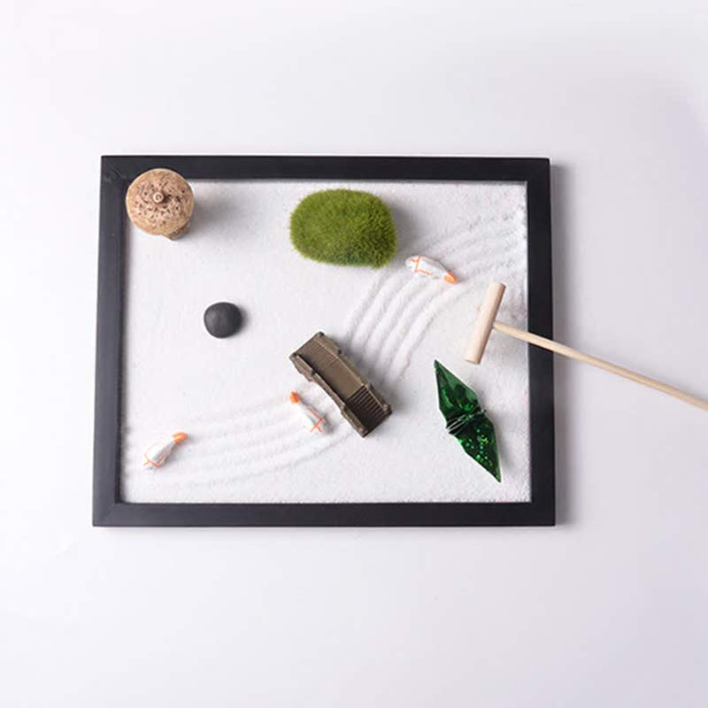 Buddha Stones Koi Fish Small Bridge Grass Landscape Peace Meditation Zen Garden Decoration - image 5