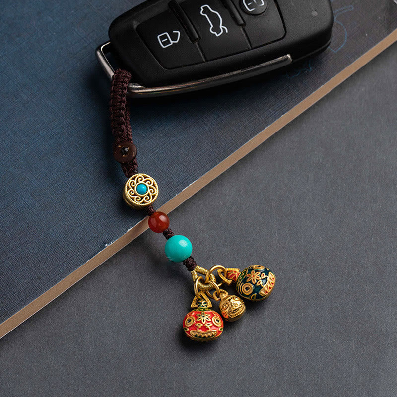 Buddha Stones Gold Swallowing Beast Family Luck Car Key Chain Phone Hanging Decoration - image 4