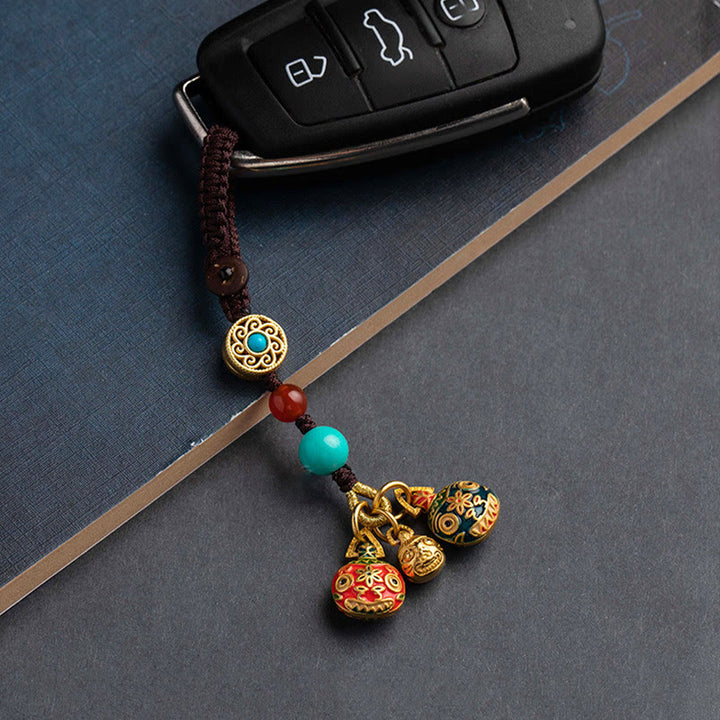 Buddha Stones Gold Swallowing Beast Family Luck Car Key Chain Phone Hanging Decoration - image 4