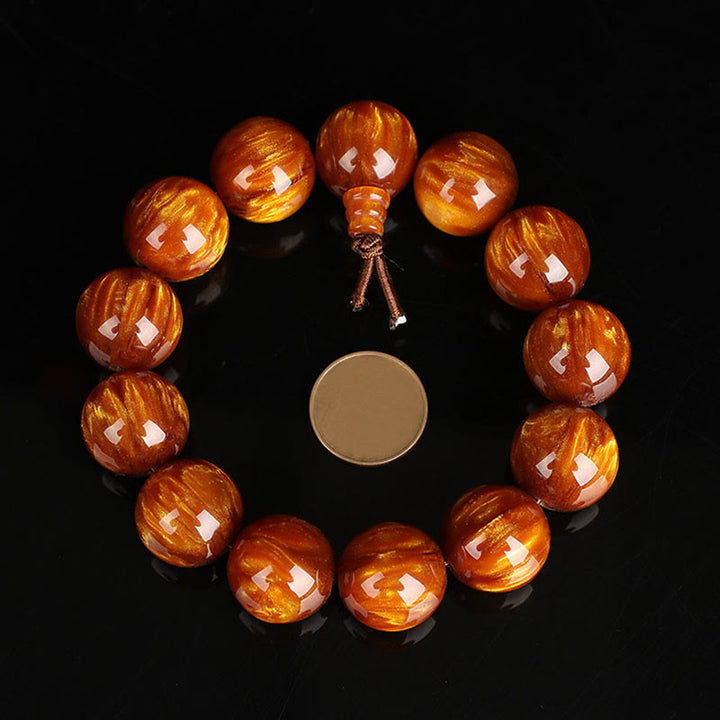 Buddha Stones Golden Sea Willow Success Positive Bracelet Mala - 18mm - image 9