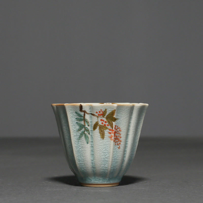 Buddha Stones Loquat Dogwood Hawthorn Morning Glory Ceramic Teacup Kung Fu Tea Cup - Dogwood 7cm*5.7cm*75ml - image 6