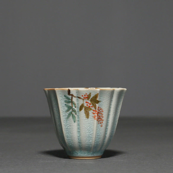 Buddha Stones Loquat Dogwood Hawthorn Morning Glory Ceramic Teacup Kung Fu Tea Cup - Dogwood 7cm*5.7cm*75ml - image 6