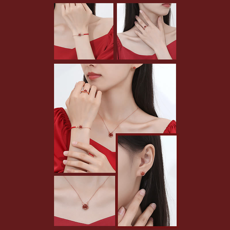 ❗❗❗A Flash Sale- Buddha Stones 925 Sterling Silver Year of the Dragon Cinnabar Red Agate Dragon Protection Bracelet Necklace Pendant Earrings Ring - image 17