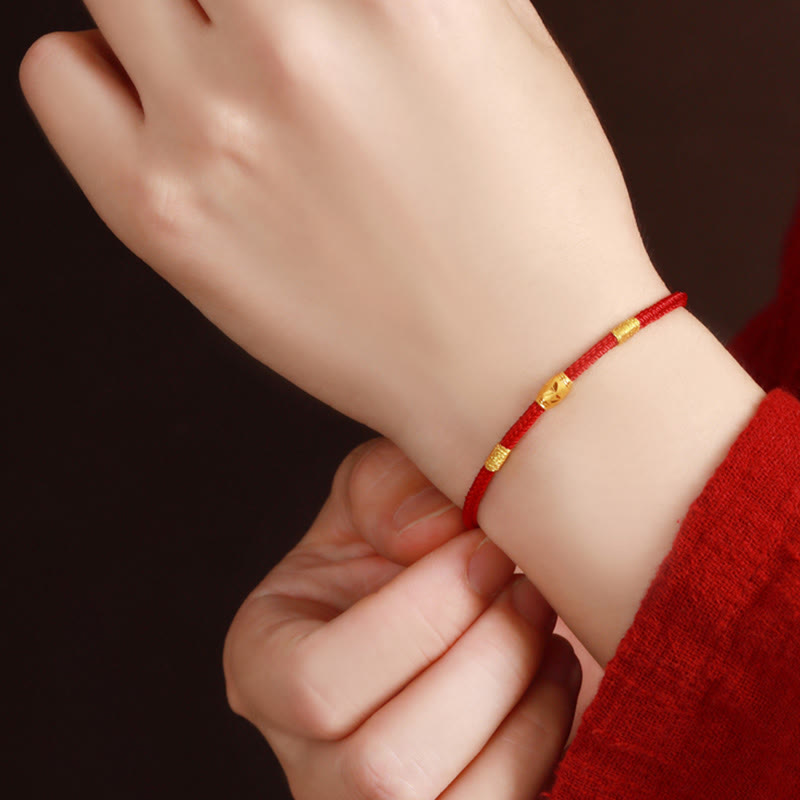 Buddha Stones 999 Gold Lucky Bead Eight Thread Peace Knot Red Rope Bracelet - image 7