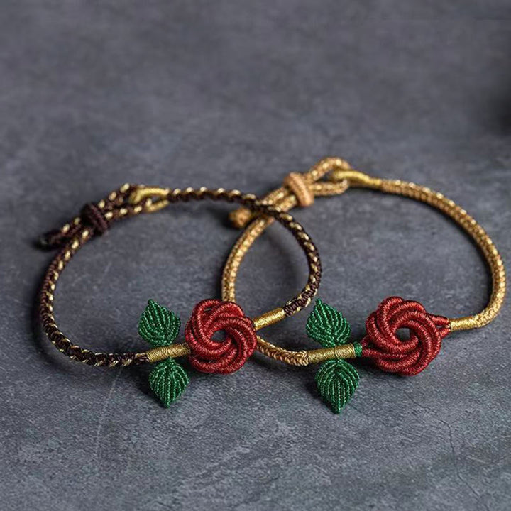 Buddha Stones Rose Flower Rope Eight Thread Peace Knot Luck Handmade Bracelet - image 13