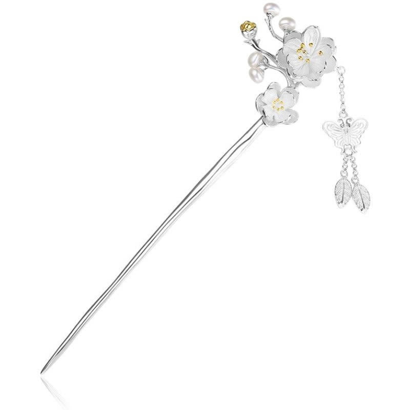 Buddha Stones Plum Blossom Butterfly Love Tassel Hairpin - image 9